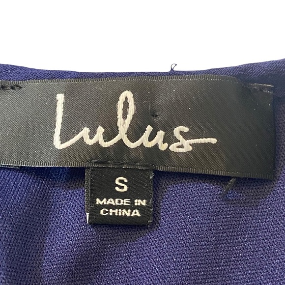 Lulu’s Navy Blue Dress Women’s Size S White Embroidery Lined Mini Short Sleeve - Picture 11 of 13